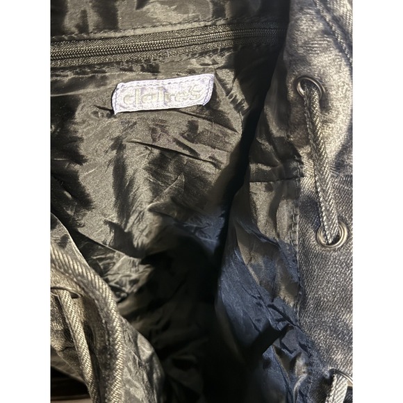 Claire's Boho Rhinestone Cross Backpack Distressed Gray 15" - Picture 5 of 6